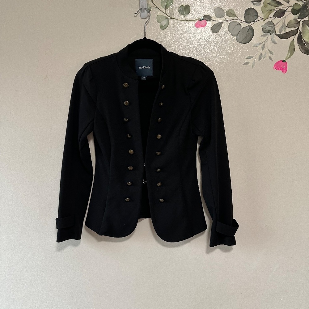 Modcloth Glam Believer Knit Military Button Front Blazer, Black, Size XS - Picture 5 of 12